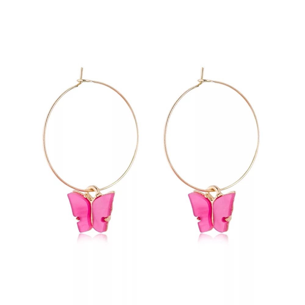 Pink Butterfly Hoops 🦋